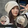 Warm Knitted Baggy Beanie Hat Women Men Drawstring Kpop Slouchy Wool Cap Winter Spring Soft Skullcaps Outdoor Windproof Bonnet 4