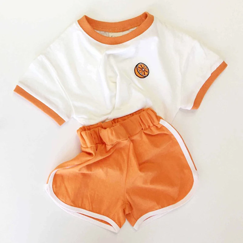 Children Baby Boy Girl Suit Summer Fruit Printing Short Sleeves Shirt+Shorts 2PCS Child Baby Set Clothes Cotton Soft Suit