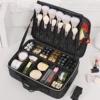 Diamond Check PU Makeup Case, Large Waterproof Travel Organize Cosmetic Box 4