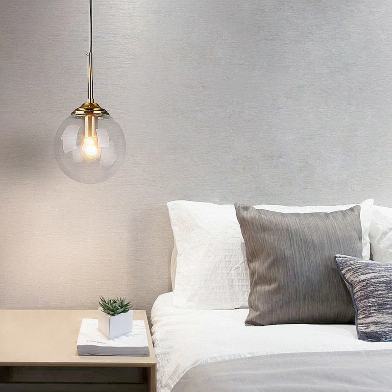 Moderne Luxe Metalen Kroonluchter Nordic Creatieve Led Glas Hanglamp Woonkamer Eetkamer Bed Eenvoudige Kleine Hanglamp