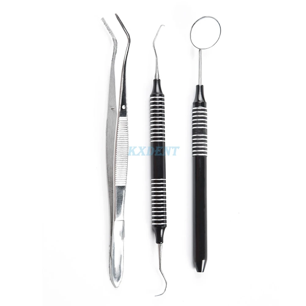 

New 3Pc/set Stainless Steel Dental Mouth Mirror Probe Plier Tweezer Teeth Clean Hygiene Kit For Oral Cleaning Tool Supply