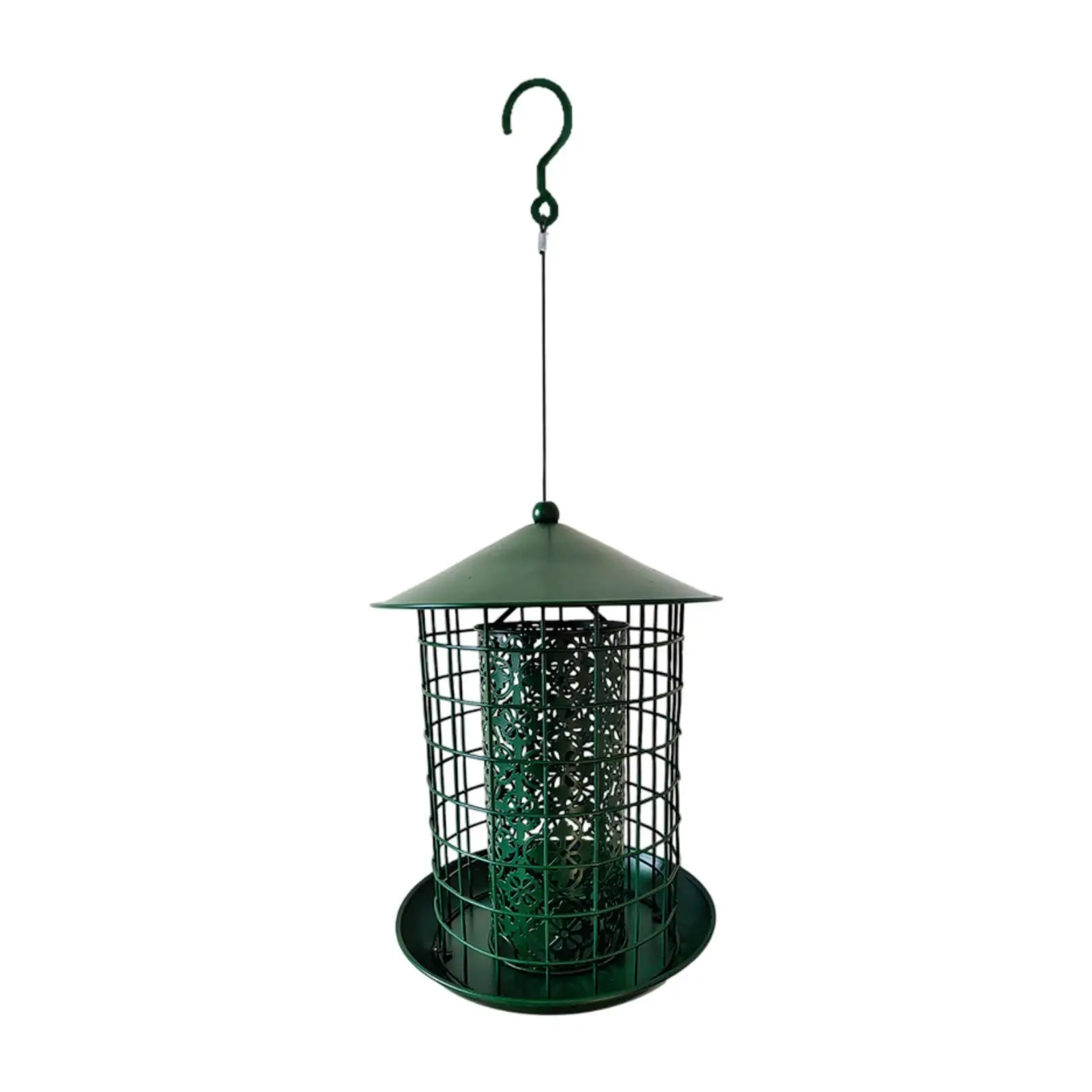 Metal Hanging Bird Feeder Green Birds Feeder,Rainproof Squirrel Proof Birdfeeder Bird Feeding for Outside,Lawn Balcony Garden
