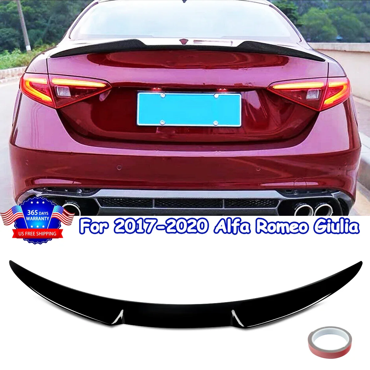 Per 2017-2022 Alfa Romeo Giulia Vq Style Gloss Black Duckbill Trunk Spoiler Wing