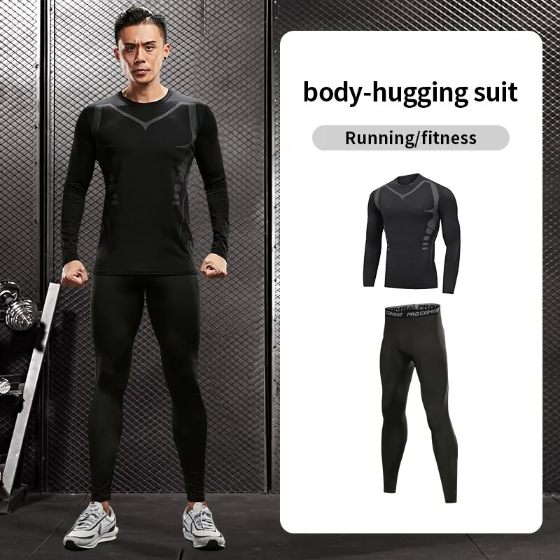 Sports Suit Men's Running Gym Cycling Clothes Spring Autumn Winter Quick-drying