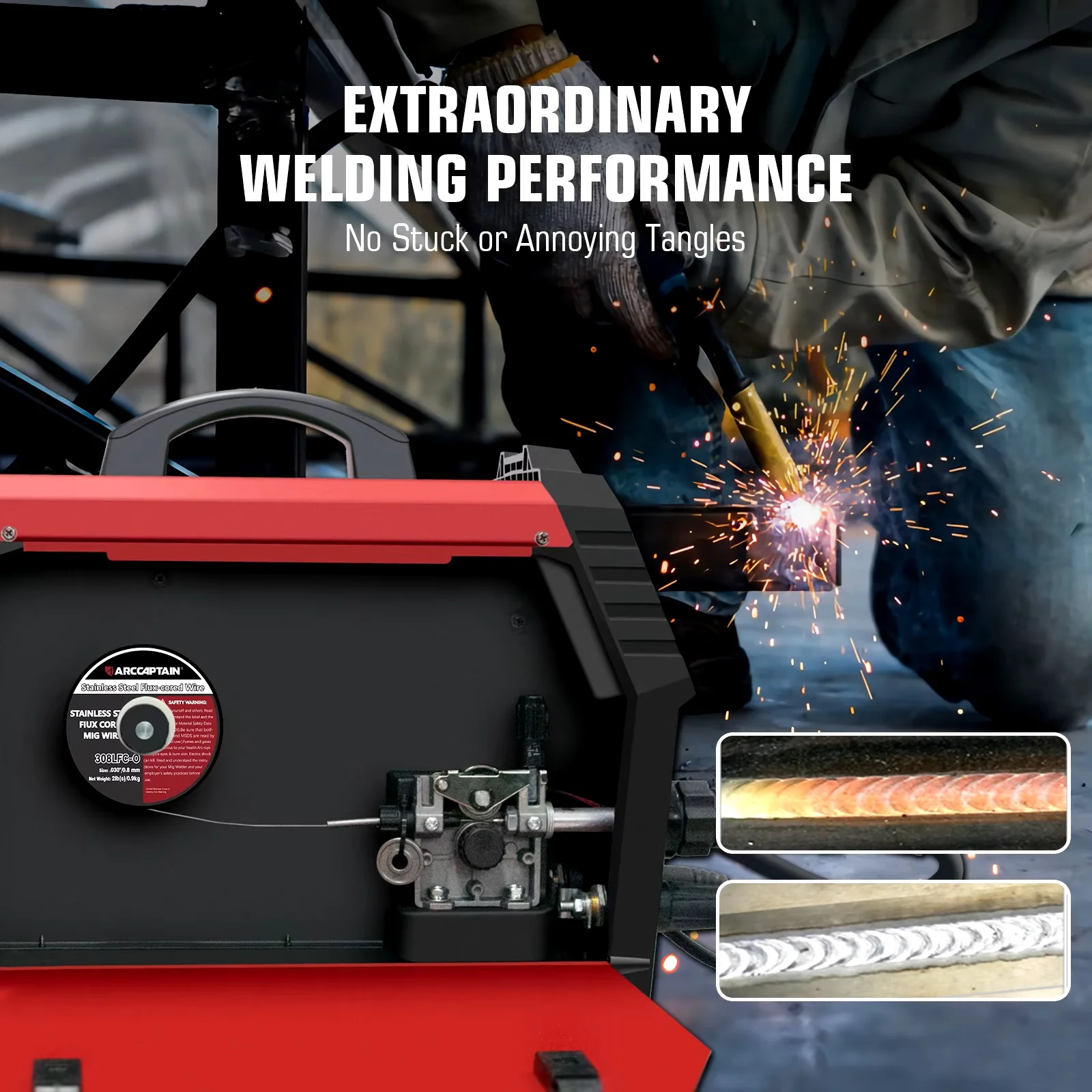 Stainless Steel Flux Cored Wire 308LFC-O 0.8 0.9mm 1 Roll 2 Pounds MIG Welding Wires Flux Cored Welding Machine Wires welding wires