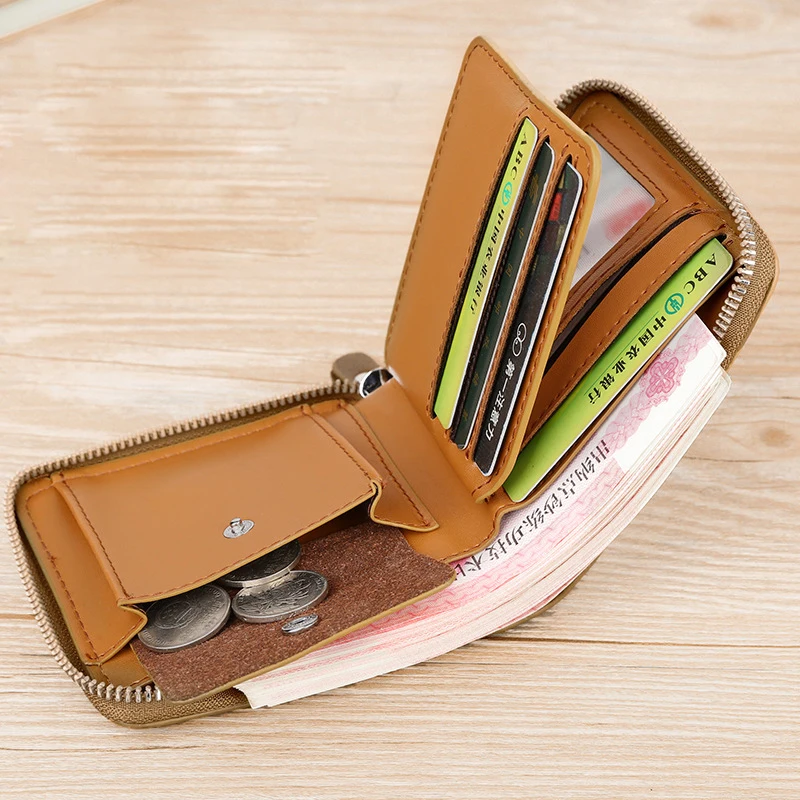 Portefeuille Pliant En Cuir Véritable Pour Homme Style Hipster - Blocage RFID - Noir Royal