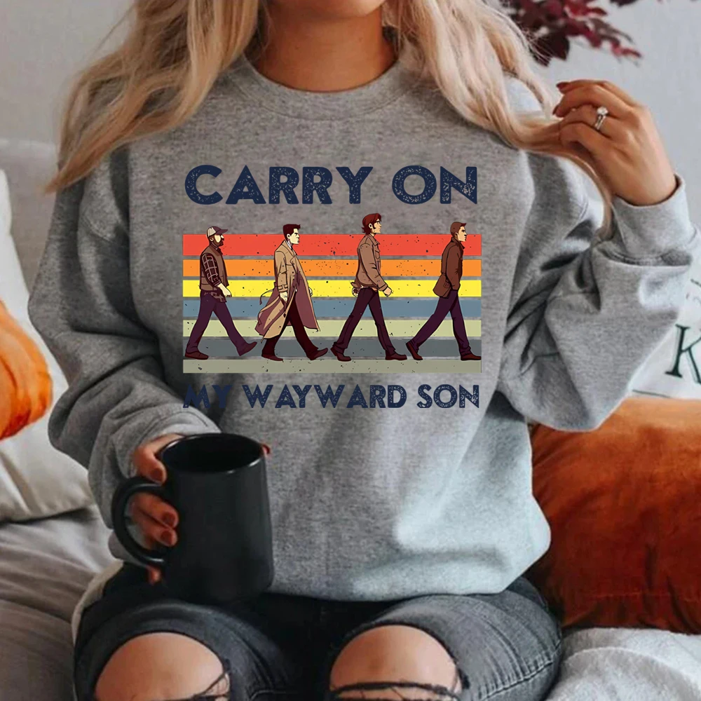 Supernatural Sweatshirt Carry on My Wayward Son Sam und Dean Winchester Brothrs Hoodie Trendige Abbey Road Winchester Sweatshirts – Detail 9