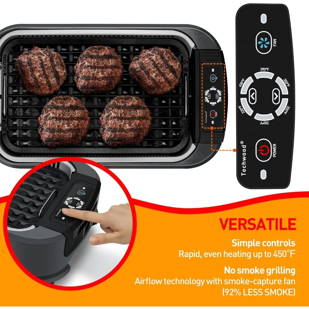 Indoor Smokeless Grill, Techwood 1500W Electric BBQ Grill with Temperature Control, Korean Grill Removable Grill 3