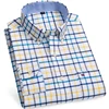 7XL 6XL Men's Oxford Shirts Long Sleeve 100% Cotton Casual Plaid Soft Regular Fit Formal Dress Shirt Social Blouse Male Clothes