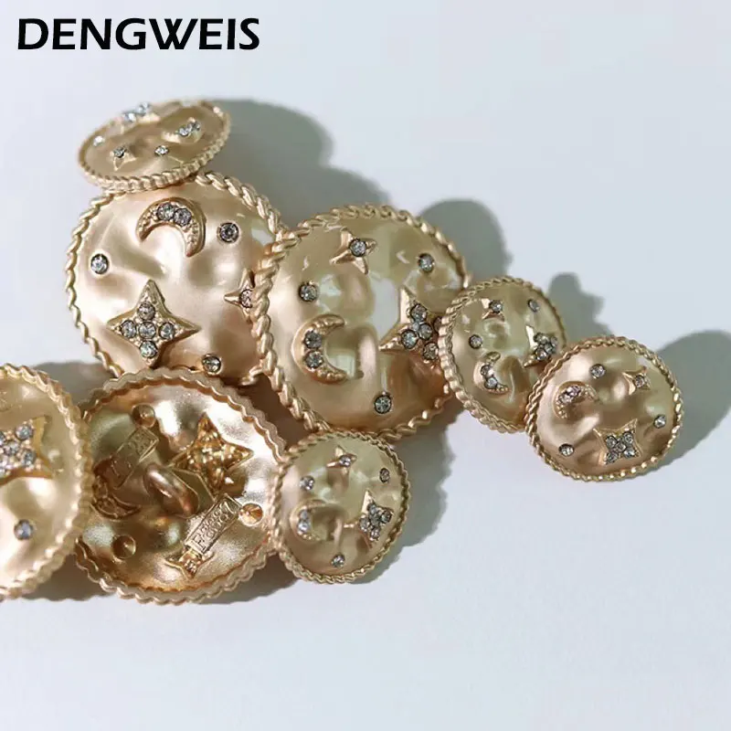 Diamantes de imitación Retro, Luna, estrella, botones de Metal