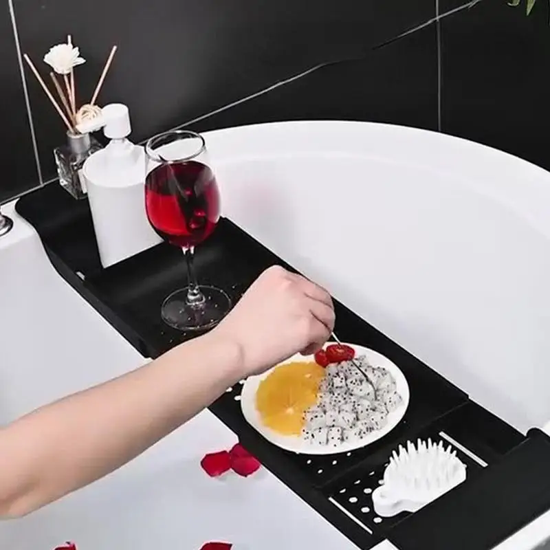 Creative Retractable Bathtub Storage Rack Bath Tray Shelf Tub Towel Storage Shelf Kitchen Sink Drain Holder For Bathroom