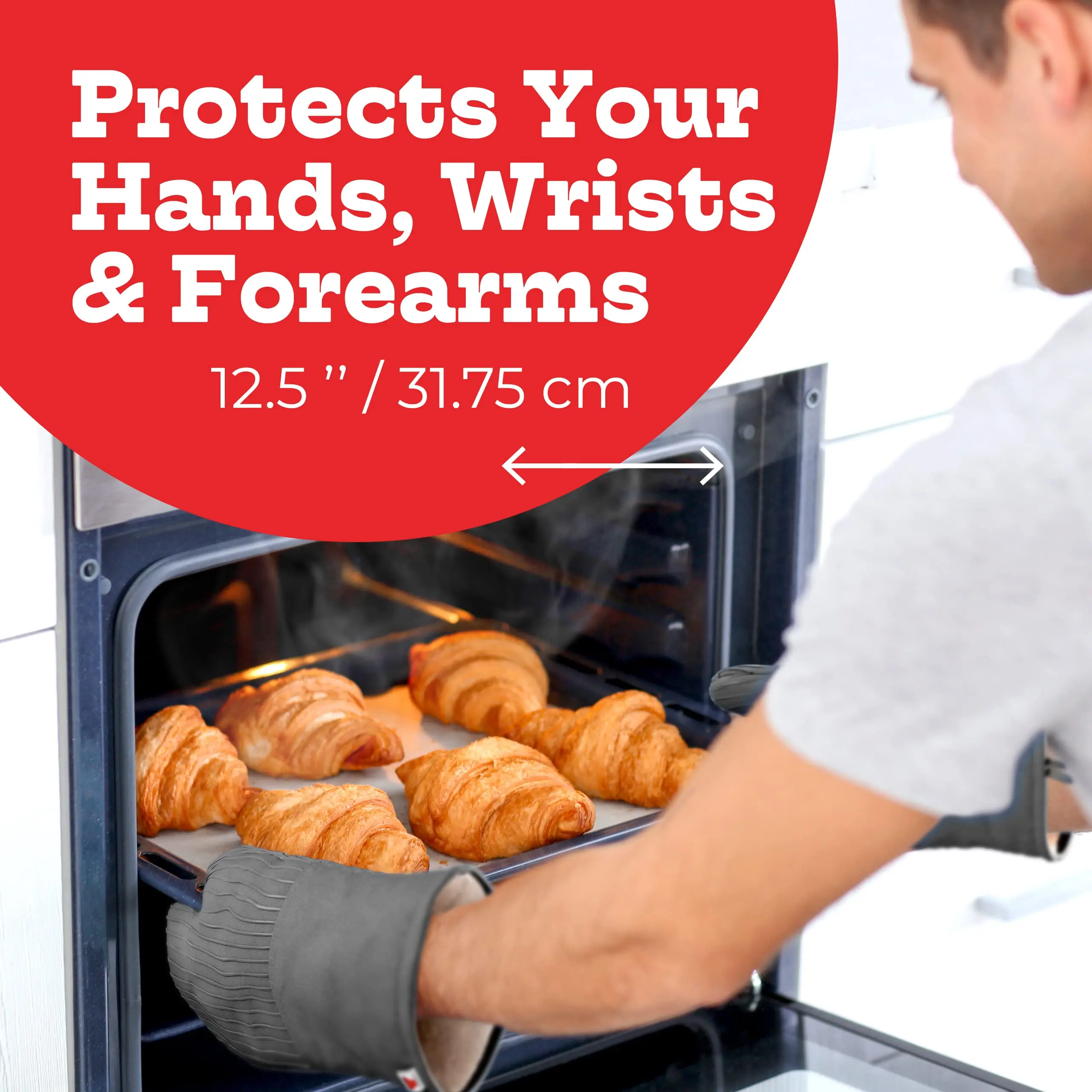 Heat-Resistant Oven Mitts-Set of 2 Silicone Kitchen Oven Mitt Gloves