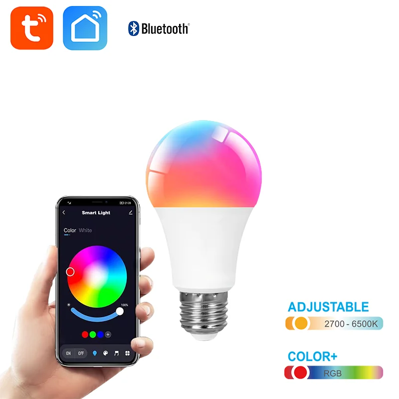 Smart led light bulbs Tuya Smart Life Phone App Bluetooth Control Bulb Light 9W Group Control Color Temperature Adjustment Time Switch