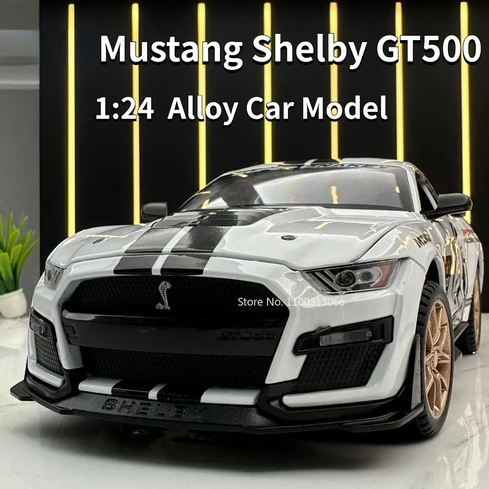 1/24 합금 다이캐스트 자동차 모델 머스탱 셸비 GT500 스포츠카 장난감 시뮬..