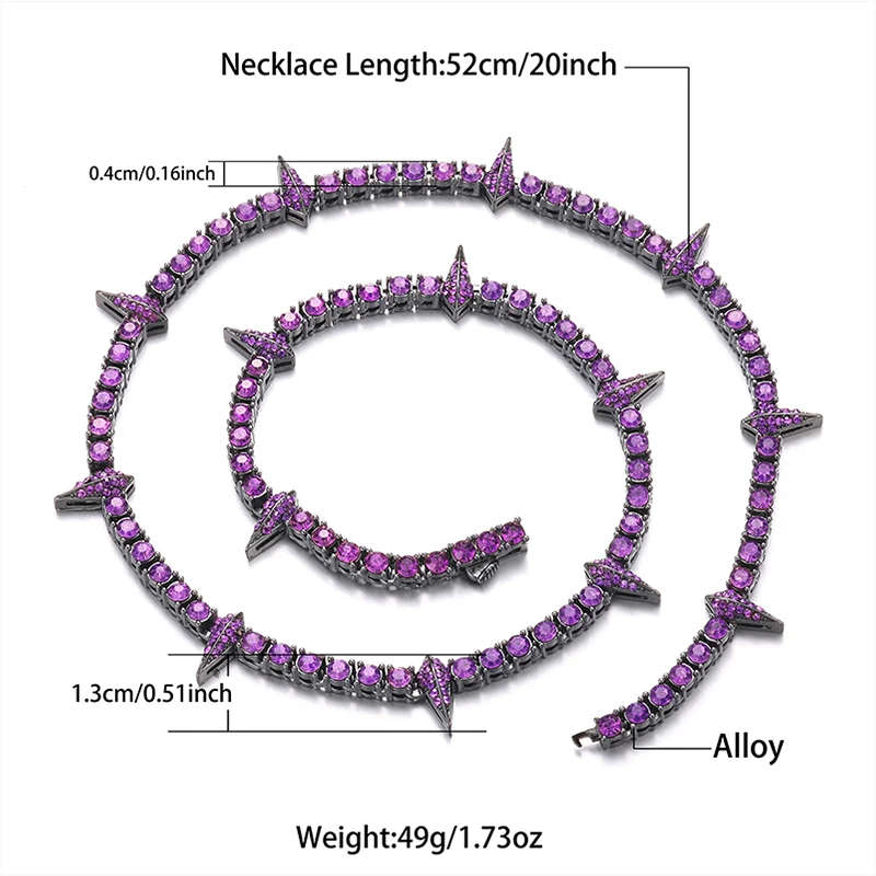 4MM Tennis Chain Purple Dropwater Shape Iced Out Colorful