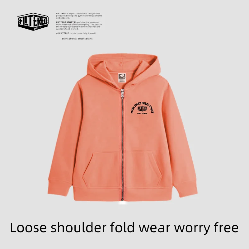Filtered Sportswear Children's Cardigan Zipper Sweatshirt Boys girls Autumn New Boxing Training Wear Long Sleeve Top 069YTMY069