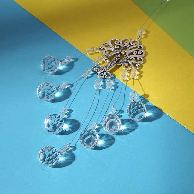 Crystal Sun Catchers Prisms Window Wind Chiem Színes Lánc Függő Medál Dekoráció Élet Fa Alakja Otthoni Kerti - Image 5