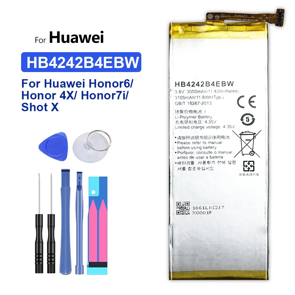 

Литий-ионный аккумулятор HB4242B4EBW для телефона Huawei Honor 6, задняя фотография для Honor 4X 3000 мАч для Honor6