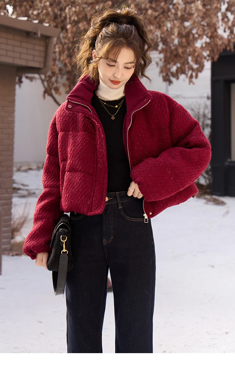 MISHOW Red Down Jacket Women Autumn Winter Korean Cropped