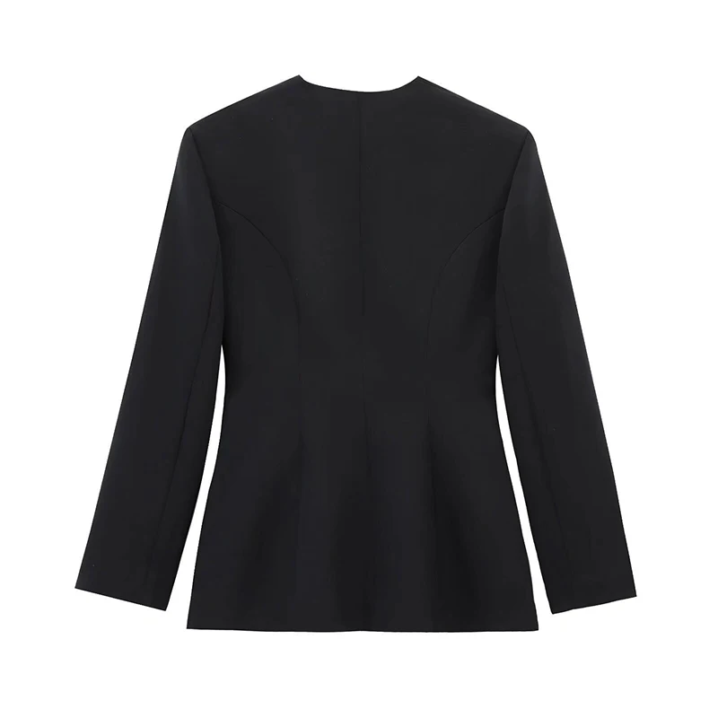Chaqueta de traje con cinturón fino para mujer, cuello en V, hebilla, manga larga, color liso, primavera 2025, para mujer, para ir al trabajo, ropa de abrigo de cintura alta, nueva