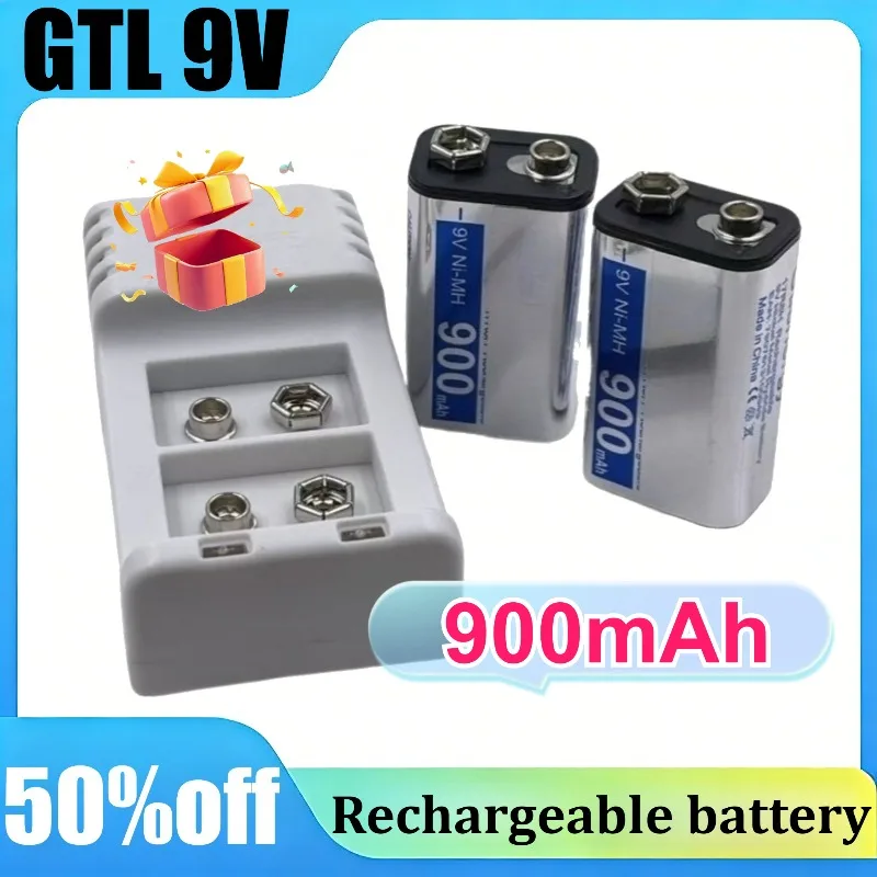 2PCS GTL 9V 900mAh 17R8H Charger Set for Wireless Microphone Multimeter Recharge