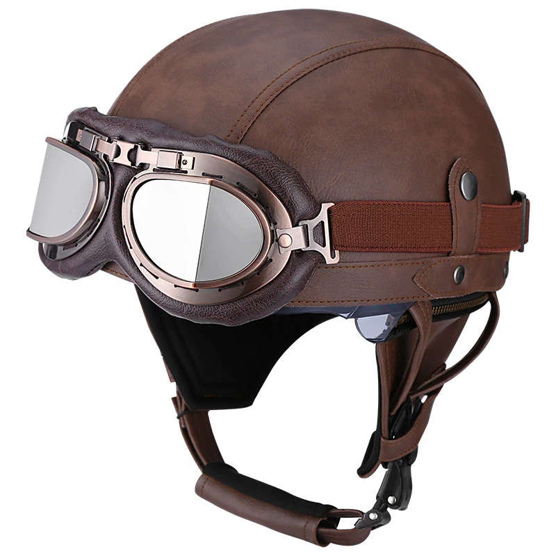 couro-vintage-motocicleta-capacete-rosto-aberto-retro-metade-helicoptero-motociclista-piloto-ponto-tamanho-s-xxl