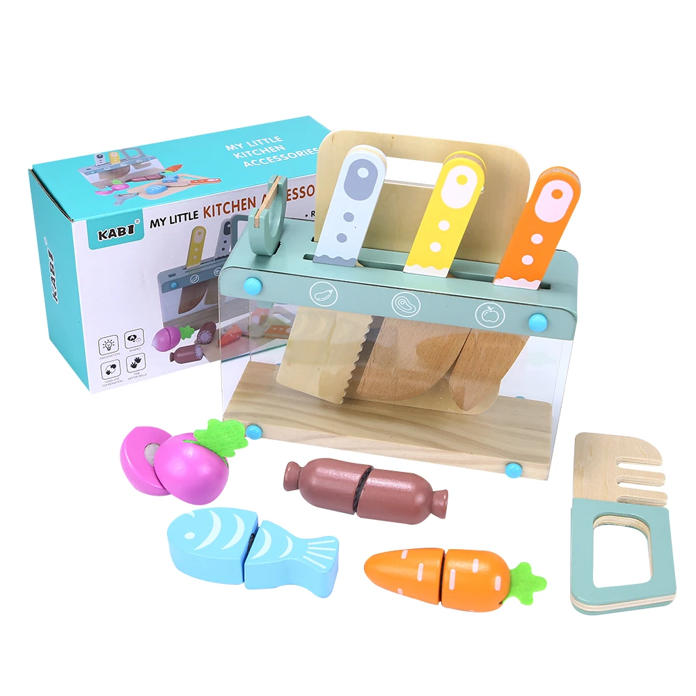 Wooden Kitchen Toy Wooden Tableware Food Sets Toy Role Play Educational Cosplay Preschool Gifts for Kids Kitchen Accessories
