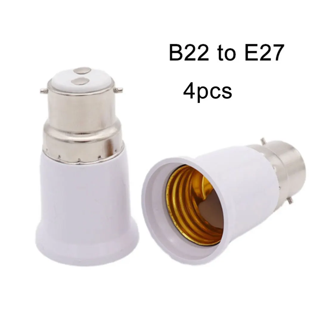 4pcs Pack B22 to E27 Bulb Adapters Bayonet Lamp Base to Screw E26 E27 Bulb Holder Converter Two-Pin Socket to Edison Base extension cord wires lamp holder b22 to e27 lengthened lamp head vintage bayonet to screw shade adapter hanging lantern hanging