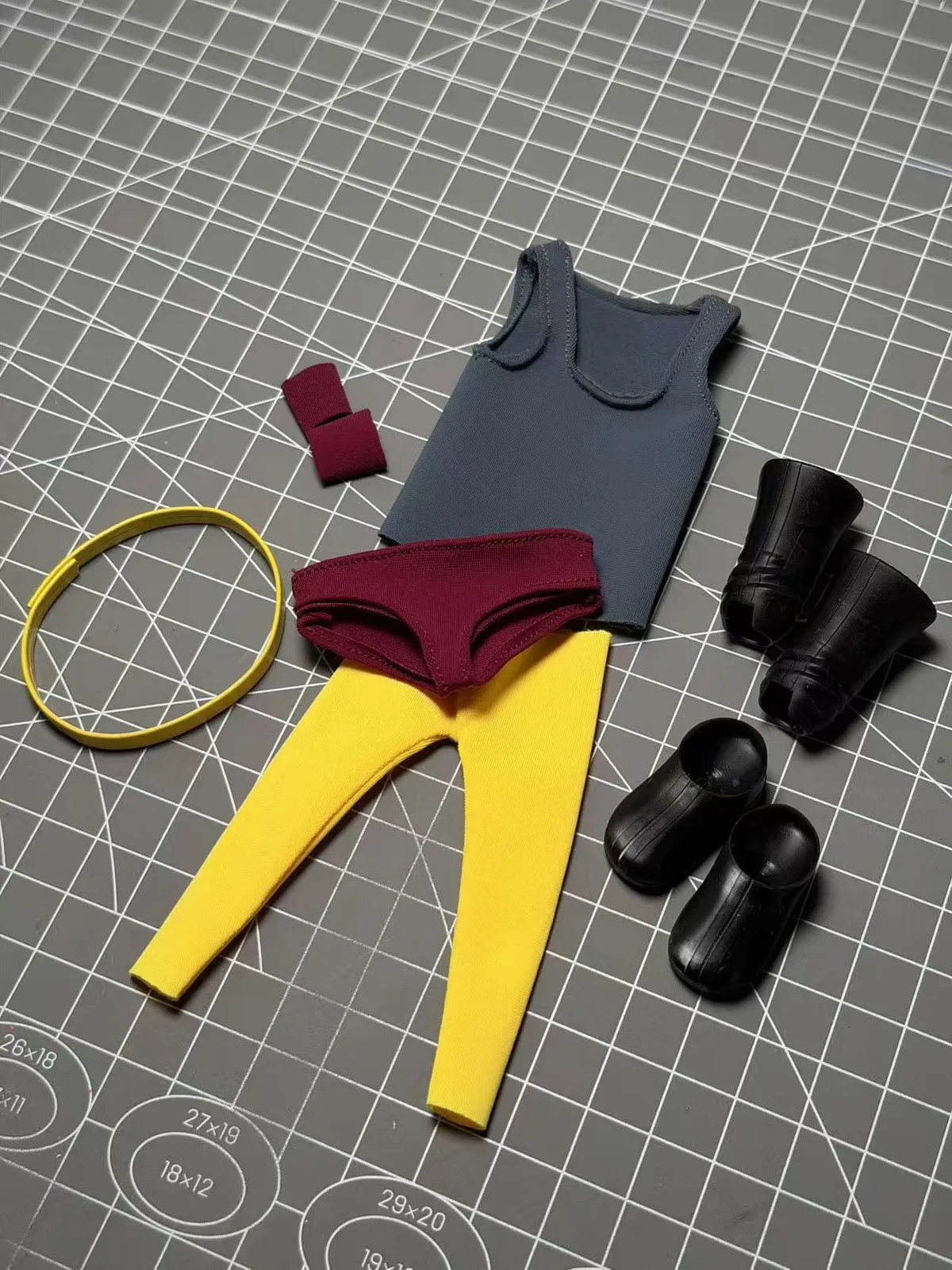 1/12 스케일 의류 세트 및 6인치 노타 중년 바디용 부츠 모델