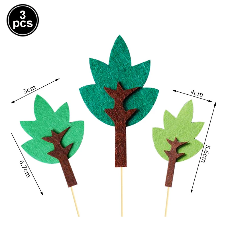 Dschungel Thema Geburtstags torte Dekoration Filz Wald kleines Blatt Wald Kiefer Apfel Kokosnuss Früchte Baum alles Gute zum Geburtstag Kuchen Topper – Detail 8
