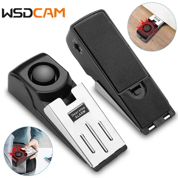 WSDCAM Wireless 120dB Door Stop Alarm Vibration Triggered Sensor Burglar Alarm Wedge Shaped Anti-theft Alarm Door For Hotel Home 1