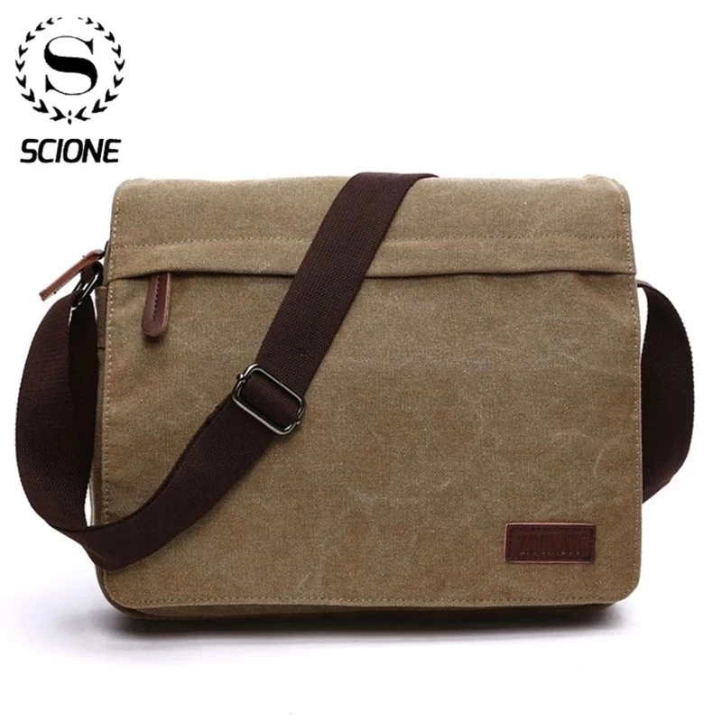 Men Canvas Messenger Shoulder Crossbody School Bag Satchel Buckle Large  Capacity