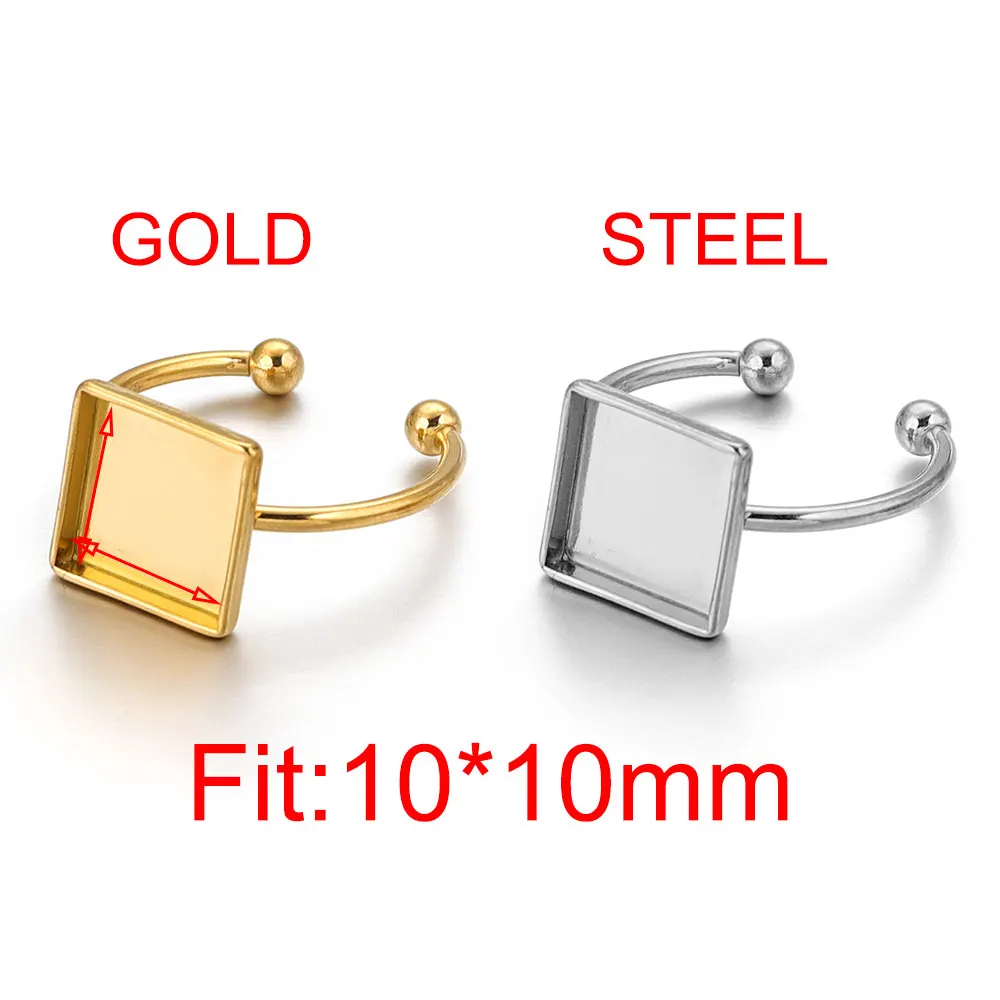 10 Stück offene Ringfassungen aus Edelstahl, leere Basis, Lünette, Cabochons, Harzformen, Ringe für die Herstellung von Schmuckmaterialien, DIY-Finger – Detail 13