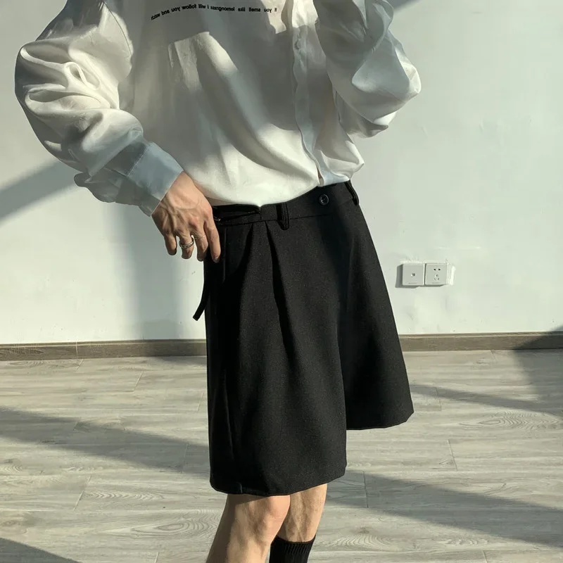 Summer Suit Shorts Men Fashion Social Mens Dress Shorts Korean Loose Business Casual Shorts Mens Grey Black Office Formal Shorts