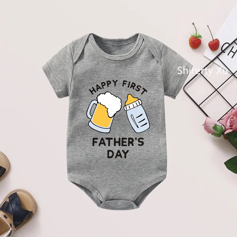 

Happy 1st Father's Day Daddy Print Newborn Baby Boys Girls Romper Clothes Toddler Summer Short Sleeve Bodysuit Fathers Day Gifts