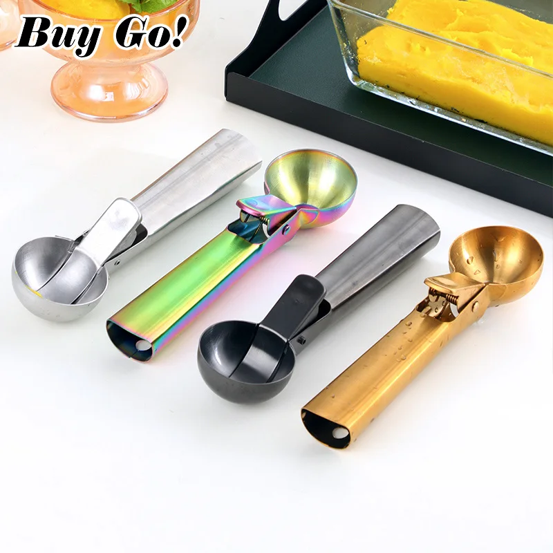 Ice Cream Scoops Stacks Stainless Steel Ice Cream Digger Non-Stick Fruit Ball Maker Watermelon Spoon Tool 1/2PCS ice cream scoop,ice shovel scoop,ice cube scoop