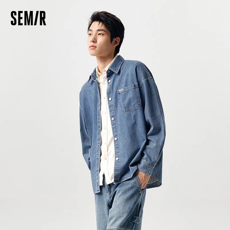 Semir Long-Sleeved Shirt Men Spring Pure Cotton Retro Style Denim Work Top