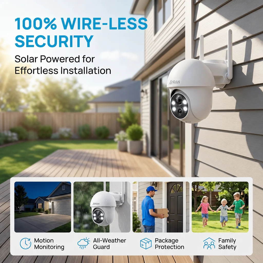 ANRAN 5MP Wifi Solar Camera 360° Rotation Security Surveillance Camera Outdoor Wireless Human Detection Custom Detection Area 3