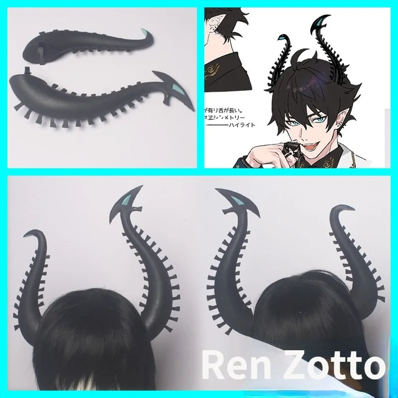 

Anime Hololive Vtuber Ren Zotto Corner Headdress Headband Cosplay Costume Men Women Student Horn Barrettes Hair Halloween Props