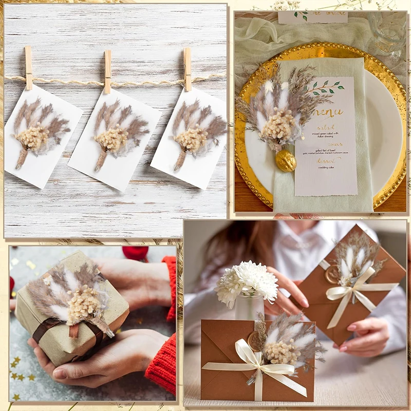 6 Bouquet Fiori Secchi Per Bomboniere - Decorazioni Naturali Per Matrimoni E Casa - Foto 4