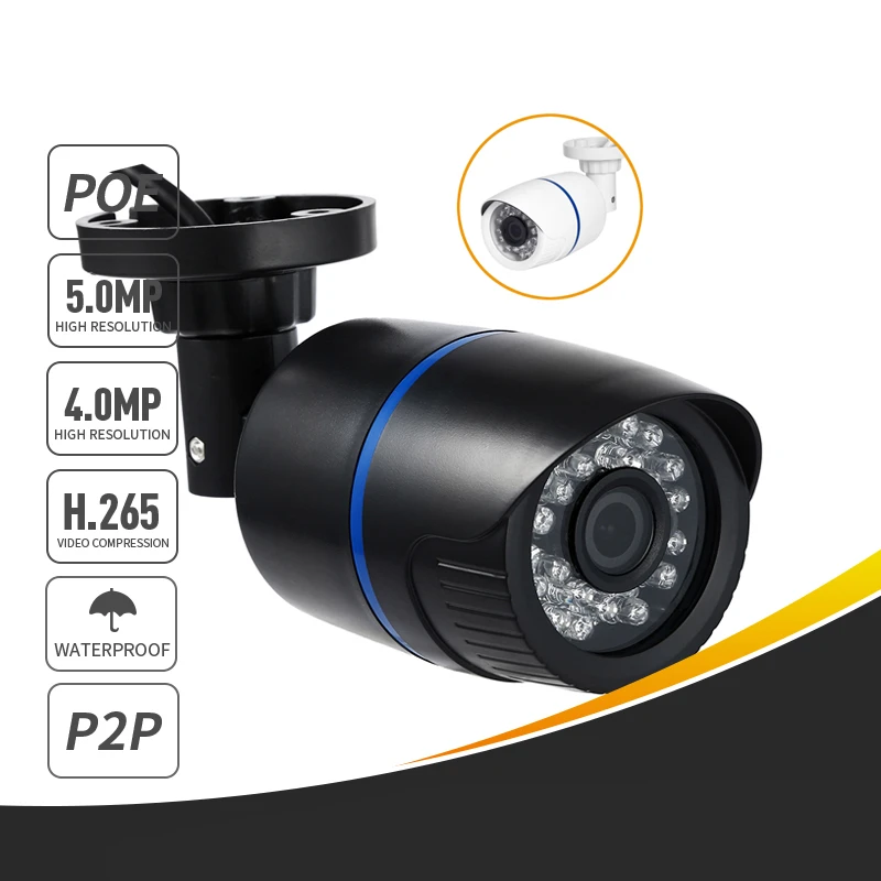 

REVOTECH 5MP POE камера, IP-камера видеонаблюдения 4MP, 24Pcs IR светодиодный, IP65 водонепроницаемая цилиндрическая наружная Ночная камера видеонаблюдения