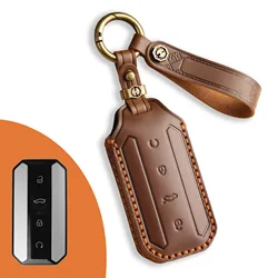 Premium Double - Stitched Leather Car Key Case Accessory (Brown)