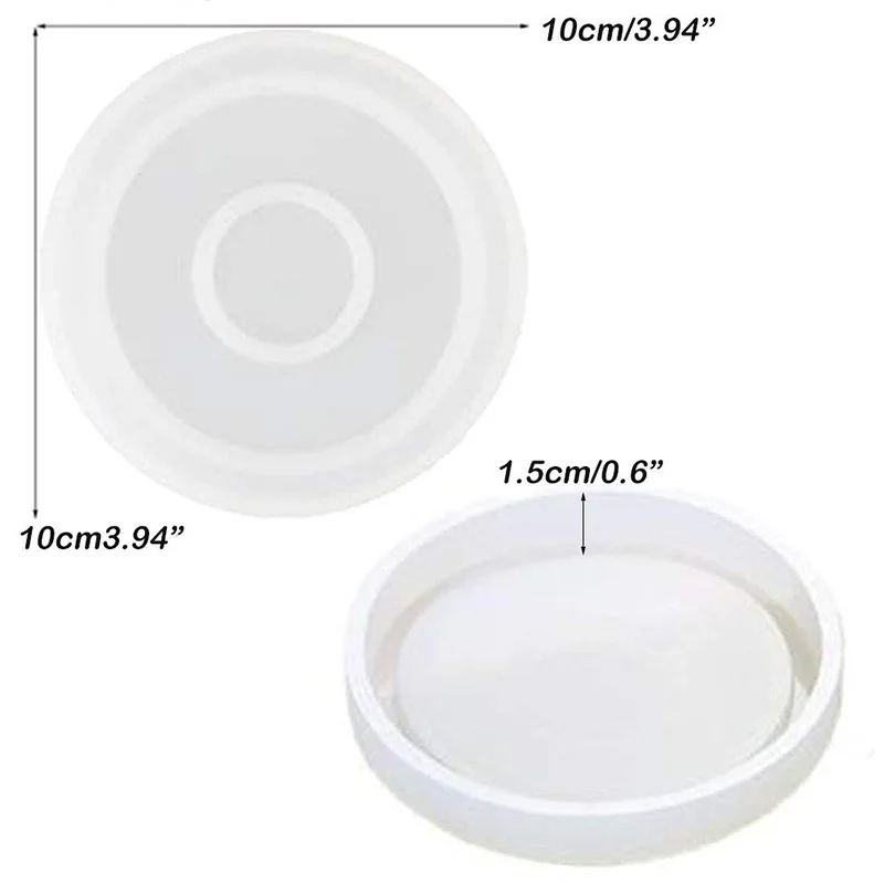 3 Pack Big DIY Round Coaster Silicone Mold Diameter 3.94 inch/10cm Molds for Casting with Resin Cement