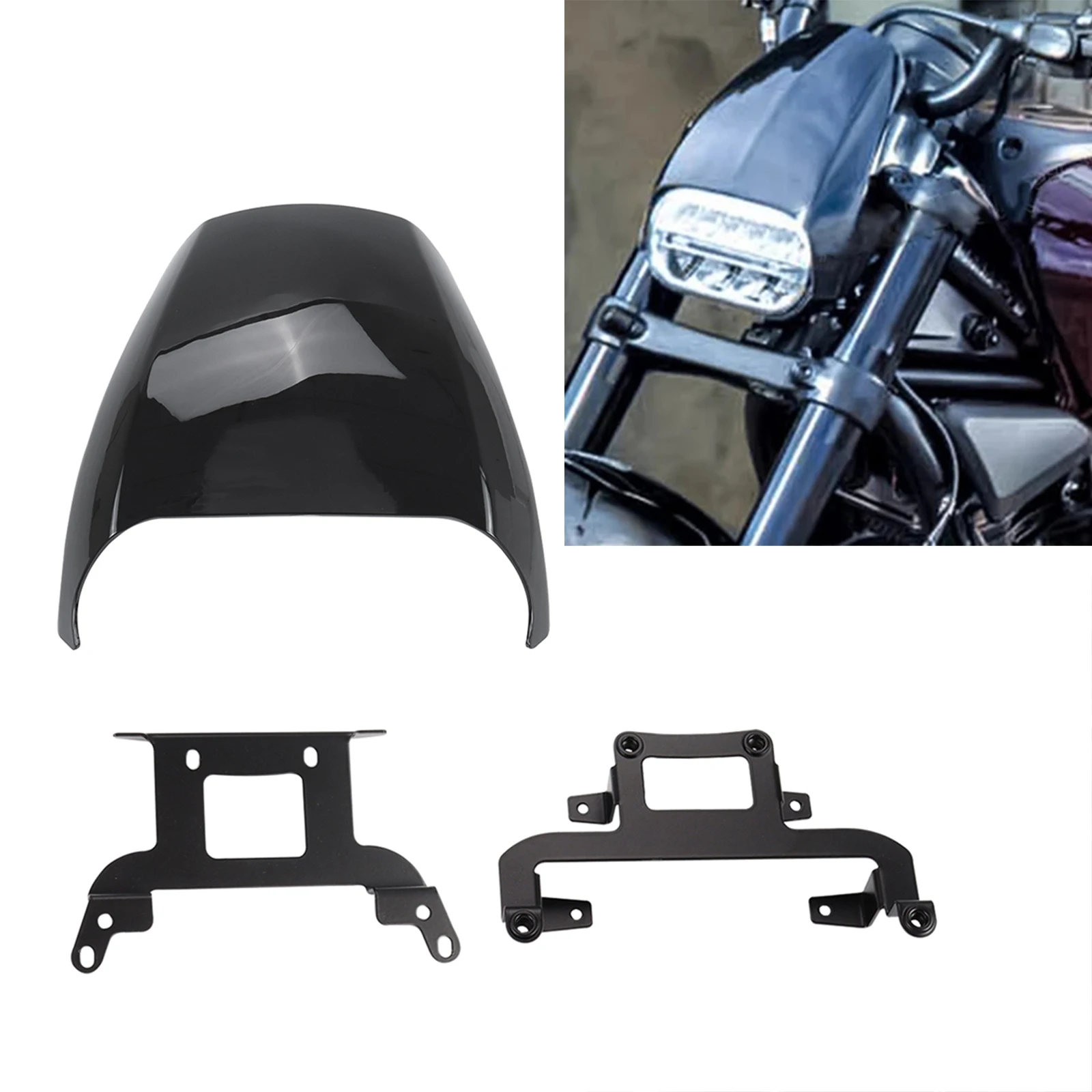 

1 Set ABS Plastic Motorcycle Black Headlamp Mask Front Cowl Headlight Fairing Cover For Harley Sportster S 1250 RH1250 2021-2022