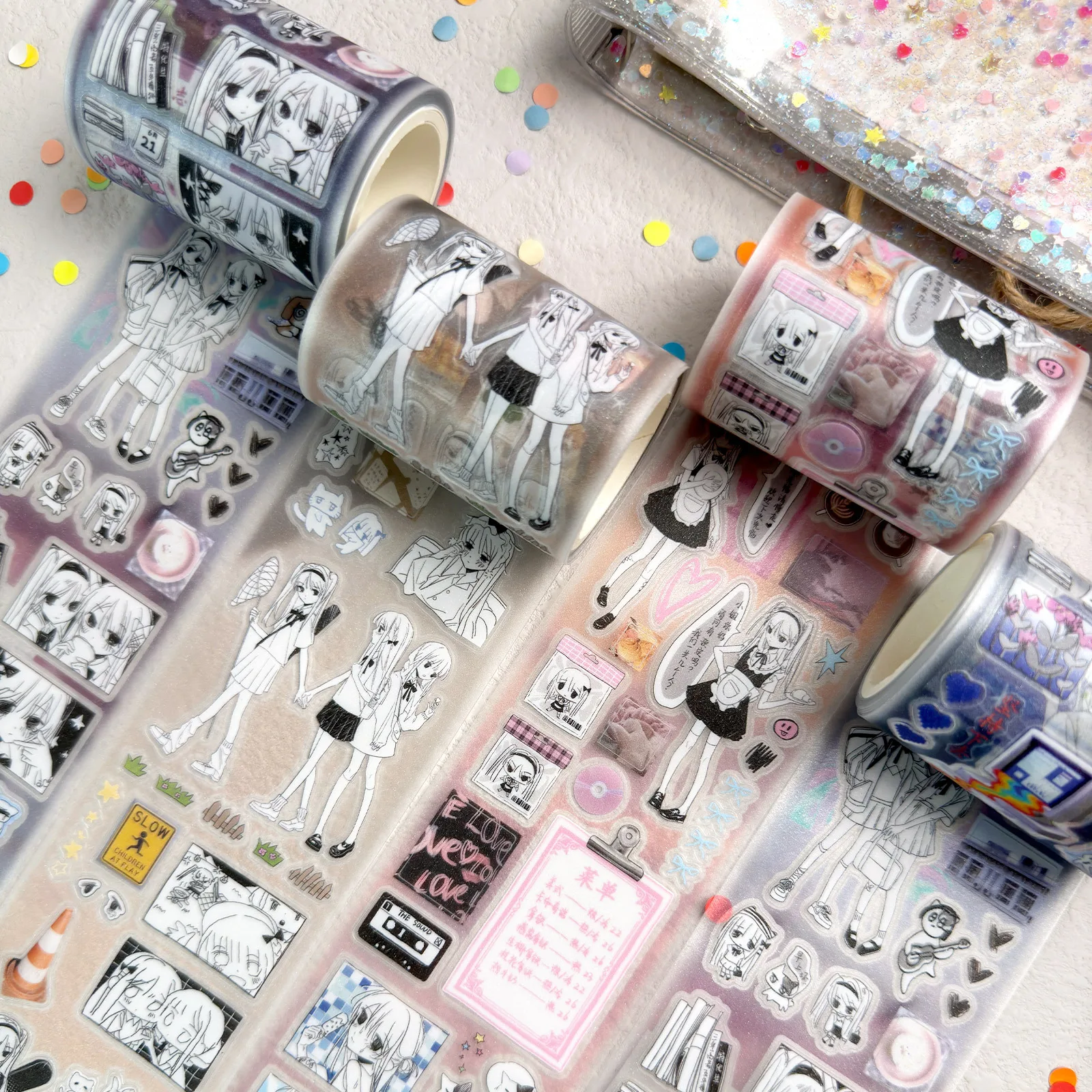 1pcs/1lot 장식 접착 테이프 조각 시간 스크랩북 정크 저널 DIY 종이 일본 마스킹 스크랩북 스티커