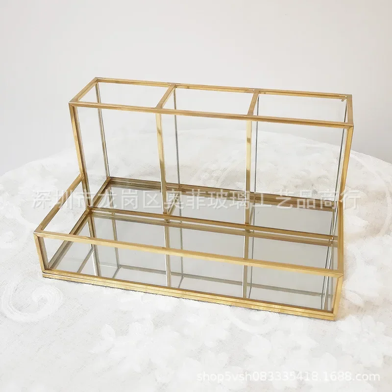 Clear Glass Makeup Brush Holder Cosmetic Storage Case Lipstick Holder Desk Organizer Cosmetic Make Up Organizer Makeup Tools 3