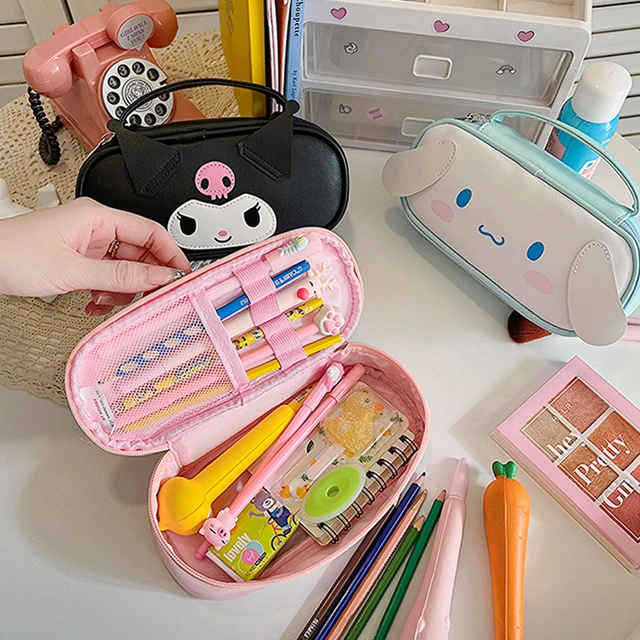 Kawaii Sanrio Pencil Case Melody Cinnamonroll Kuromi Student Zipper Storage  Bag Makeup Bag Large Capicity School