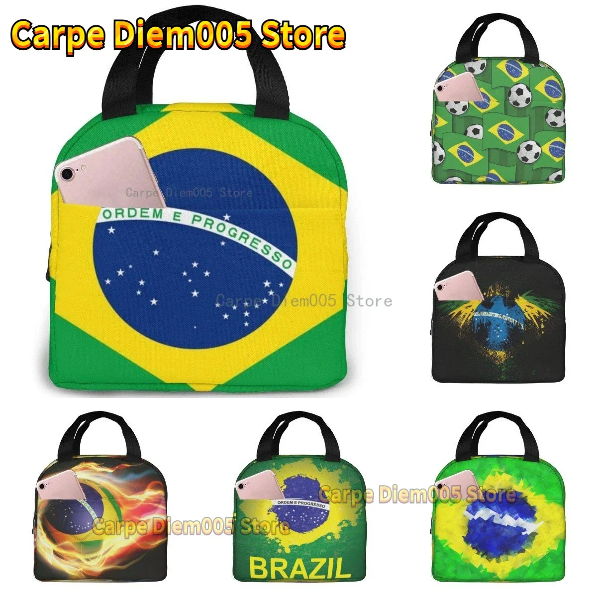 

Lunch bag Brazil Flag Portable Insulated Lunch Bag
