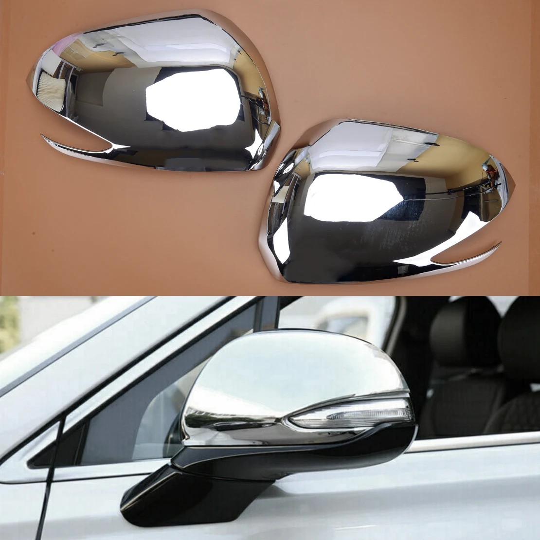 

1 Pair Silver Chrome ABS Car Left Right Side Rear View Mirror Cover Trim Cap Fit for Hyundai Santa Fe 2019 2020 2021 2022