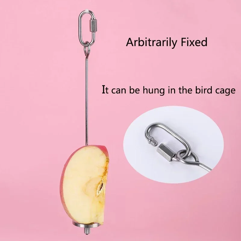 Bird Feeder Parrot Feeder Stainless Steel Pet Parrot Feeder Fruit Corn Fork Toys Chicken Vegetables Holder Hang Cage Feeding Stick Feeder Accessories Brid